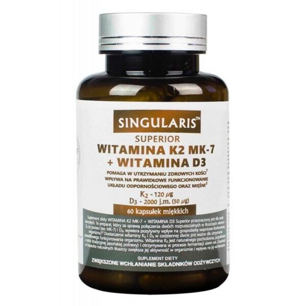 Dietary supplement VITAMIN K2 MK-7 + D3 SUPERIORsynergistically combines two fat-soluble vitamins