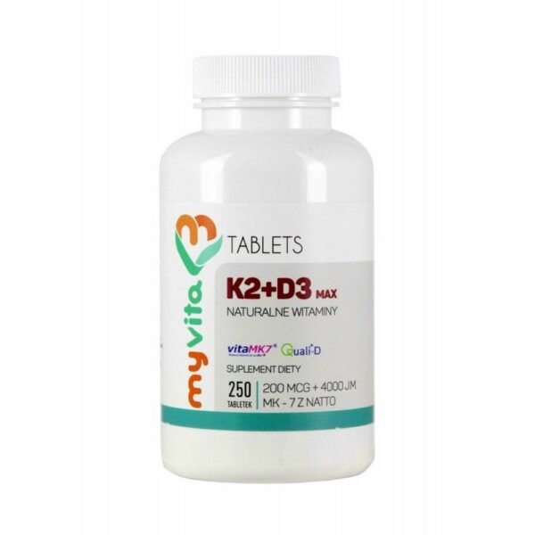 The dietary supplement is a combination of 200 mcg of vitamin K2 MK-7 and vitamin D3 in a high dose of 100 mcg, i.e. 4000 IU