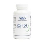 K2 + D3 dietary supplement intended for adults as a dietary supplement with vitamin K2 and vitamin D3. The dietary supplement is a source of vitamin D3 and K2. Vitamin K2 and D3 help maintain healthy bones.