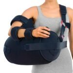 Very light, airy, inflatable abduction shoulder orthosis, with easy application. Possibility of fixation in 10 ° or 60 ° abduction, possibility of wearing over a T-shirt, easy patient hygiene, simple maintenance of the orthosis.