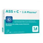 ASS + C-1A Pharma (размер упаковки: 20 шт.) - болеутоляющее и жаропонижающее средство. Можно использовать препарат при болях легкой и умеренно сильной (головная, зубная, менструальная), болях, связанных с простудой и лихорадкой.