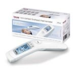 Non-contact thermometer. Measuring the temperature of the body and objects within 2 sec. It is especially suitable for measuring the temperature of small children. Large backlit display, 32 memories, ° C / F, signal option. 2xAAA.