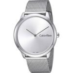THE CALVIN KLEIN K3 M211Y6. Swiss quartz mechanism, silver dial with sun rays, polished arrows.