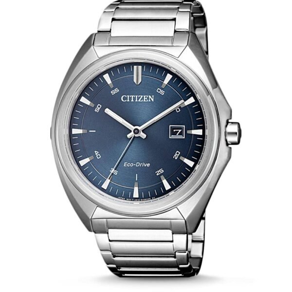 CITIZEN ECO-DRIVE AW1570 - 87L. Stainless steel case, back cover, screws, mineral glass, waterproof to 10 bar.