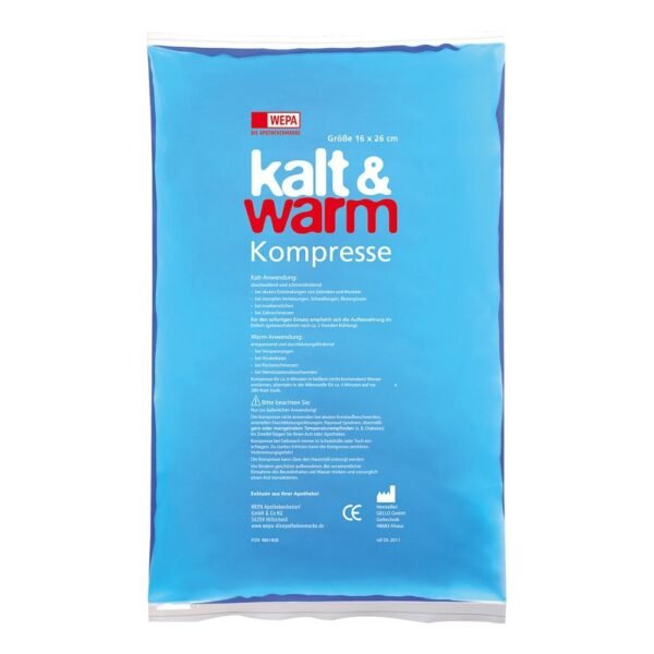Cold-warm compress with a fixing tape (package size: 1 PC.) is Used for bruising, swelling, insect bites, muscle pain, headache and toothache. Cold-warm compress with fixing tape (package size: 1 PC.) Can be used both cold and warm, reusable and easy to use.