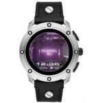 Мужские часы DIESEL SMART-WATCH DZT2014. Эти очень дорогие и роботизированные часы с коробкой серебристого цвета, черным кожаным ремешком для часов и промышленной установкой.
