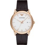 Emporio Armani ar2502 men's watch. The Emporio Armani men's watch is a round stainless steel case (43 mm diameter) made of rose gold.