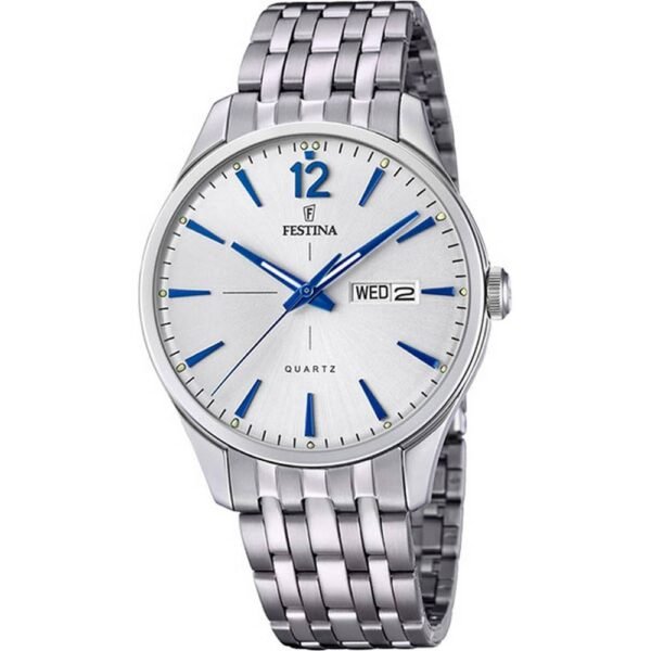 Men's wristwatch Festina f20204 / 1. The case is made of polished stainless steel, curved mineral glass, waterproof to 5 bar.