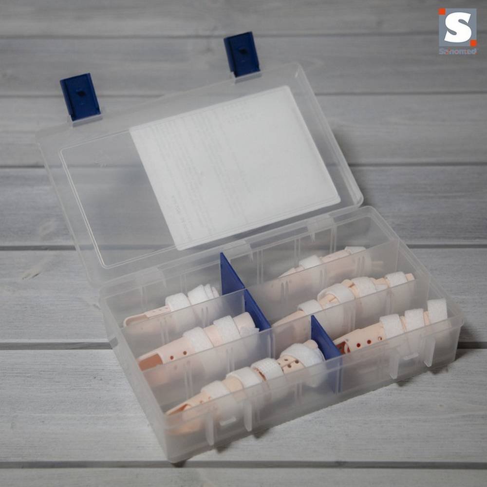 finger orthosis with fixation set of 18 pcs 309 Жесткая пластиковая пластина для фиксации пальца в разгибании с фиксацией на липучке