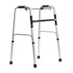 Stable four-point folding walker for seniors and the disabled.