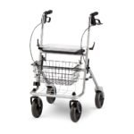 The walker is equipped with brakes with the possibility of locking in the braked position, a seat with a removable transport tray and a shopping basket. The braked walker can be used to rest. The walker is foldable and the handles are height-adjustable in the range of 79 to 99 cm.