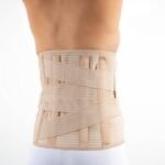 Classic higher lumbar belt with four plastic reinforcements on the back and cross Velcro fastening. It is made of elastic material made of microfibers containing cotton. The belt is highly breathable, elastic and the thickness of the material is 1 mm.