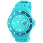 Unisex Ice-Watch 1718 with bracelet. Fashionable wristwatches from the Ice-Forever collection, plastic tuerkisfarbenes, rotating dial from a reinforced minute scale and light sources, markings, mineral glass.