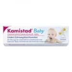 Kamistad Baby Gel (pack size: 10 ml) is used for teething children.