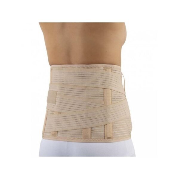 Classic lumbar belt with four plastic reinforcements on the back and velcro cross fastening. It is made of elastic microfiber material. The belt is highly breathable, elastic and the thickness of the material is 1 mm.