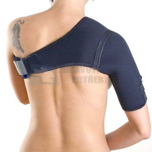 Lightweight neoprene shoulder brace with easy adjustment to arm size.