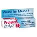 The Protefix wound and protective gel (pack size: 10 ml) from your online pharmacy is applied to the inflamed oral mucosa.