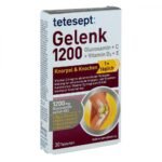 The Tetesept Joint 1,200 tablets (pack size: 30 pieces) as a dietary supplement contain high-dose vitamin D3 and vitamin C as well as 1200 mg of glucosamine sulfate-KCl supplemented by other selected micronutrients.