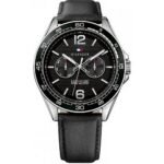 Tommy Hilfiger men's wristwatch 1791369. The stainless steel case attached to the bottom, black aluminum, bezel with a minute scale, mineral glass.