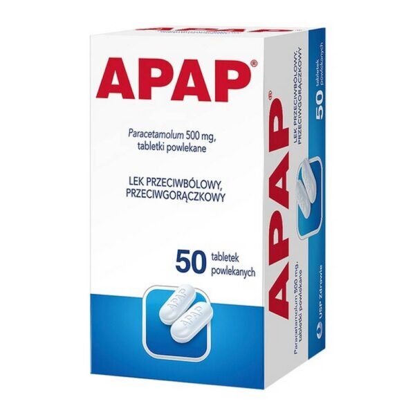 Apap is a pain reliever and antipyretic containing the active ingredient paracetamol. The drug is used in pain of various origins, including headaches, teeth, muscles, menstrual, osteoarticular and neuralgia. Apap can be used against fever, such as accompanying a cold or flu. The drug is intended for adults and adolescents over 12 years of age.