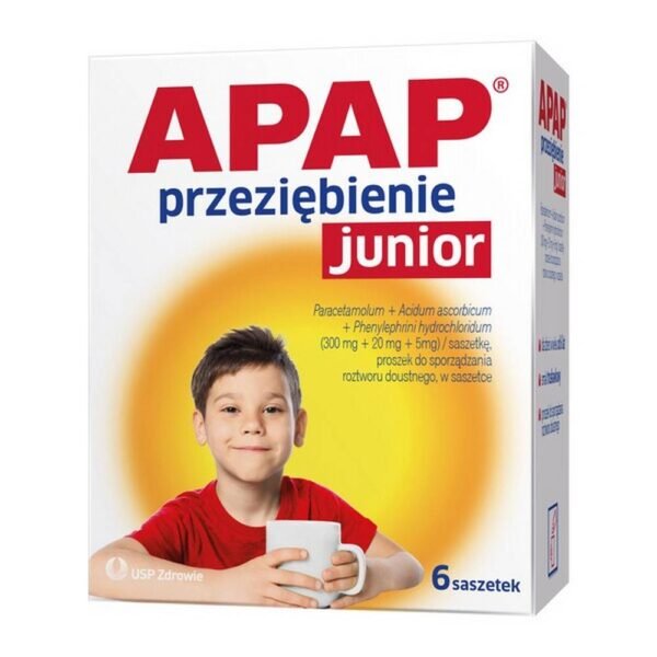 Apap colds junior - это порошок для перорального раствора, который оказывает обезболивающее (например, головная боль, боль в горле, мышечная и суставная боль), жаропонижающее, снимает насморк и снимает отек носовых пазух.