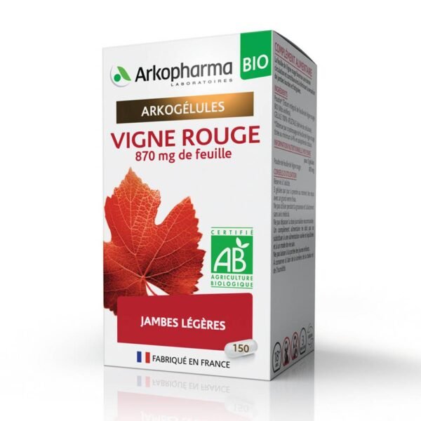 RED VINE ARKOCAPS, пищевая добавка, улучшающая кровообращение, чтобы избежать ощущения тяжести в ногах, варикозного расширения вен и геморроя.