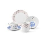 The breakfast set from the BeFree collection contains everything you need for a nicely set breakfast for one person - a muesli bowl, a tea mug, a pastry plate and a coffee cup.