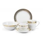 Festive breakfast set with gold decor motivated by angel wings.