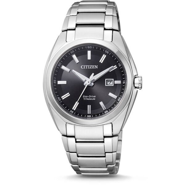 WOMEN'S ANALOG QUARTZ WATCH CITIZEN EW2210-53E WITH A TITANIUM BRACELET. Eco-Drive watches with bright titanium Ti.cc, very light and pleasant for the skin.