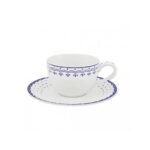 CUP WITH SAUCER FOR ESPRESSO, 0.07 L, HYGGELINE, BLUE, LEANDER, CZECH PORCELAIN, 2 letters