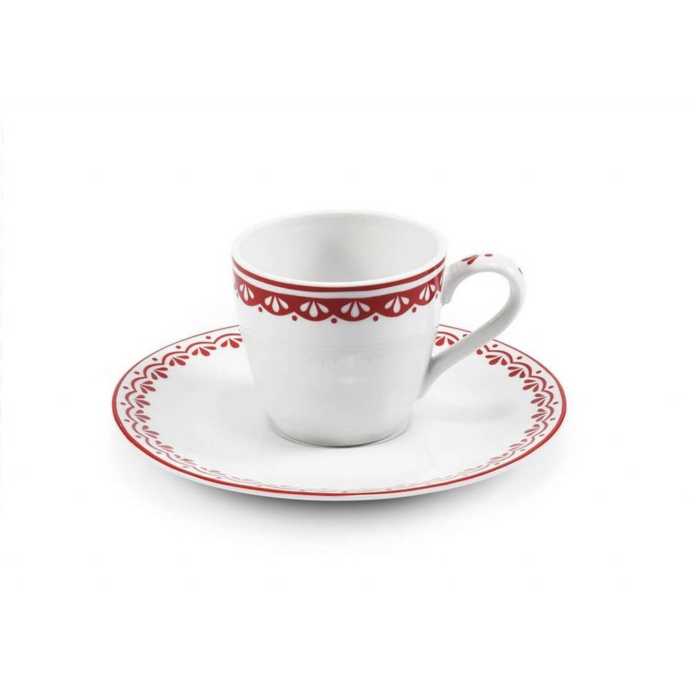 cup with saucer for espresso 007 l hyggeline red leander czech porcelain 1 letter Фарфоровая чашка и блюдце свежего современного дизайна красного цвета, подходящие для настоящего итальянского эспрессо.