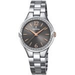 Festina f20246 / 2. The case is made of polished stainless steel, bezel, decorated with sparkling crystals, a winding head of rose gold with a corrugated at an angle, mineral glass.