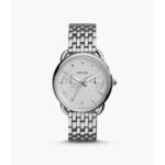 Fossil es3712 women's wristwatch. A polished stainless steel case, certified fluted winding head, mineral glass.