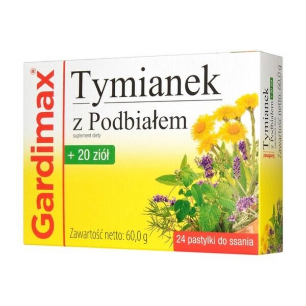 Пищевая добавка, содержащая экстракт мать-и-мачехи и тимьяна. Препарат предназначен для взрослых.Экстракты тимьяна и мать-и-мачехи способствуют отхождению мокроты, рекомендуются при раздражении горла, гортани и голосовых связок.