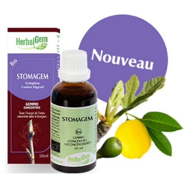 The Stomagem GC23 complex is to be used to restore digestive balance. Peel of young lemon stems, elderberry buds, young rosemary shoots, fig tree buds.