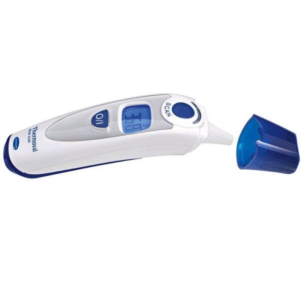The Hartmann Thermoval Duo Scan (PZN 8804927) is a clinical thermometer with an alarm signal. The measurement method used is the ear measurement. The Hartmann Thermoval Duo Scan (PZN 8804927) has a digital display and a measuring time of 3 seconds. It is splash-proof. PZN pharmaceutical central number: 8804927
