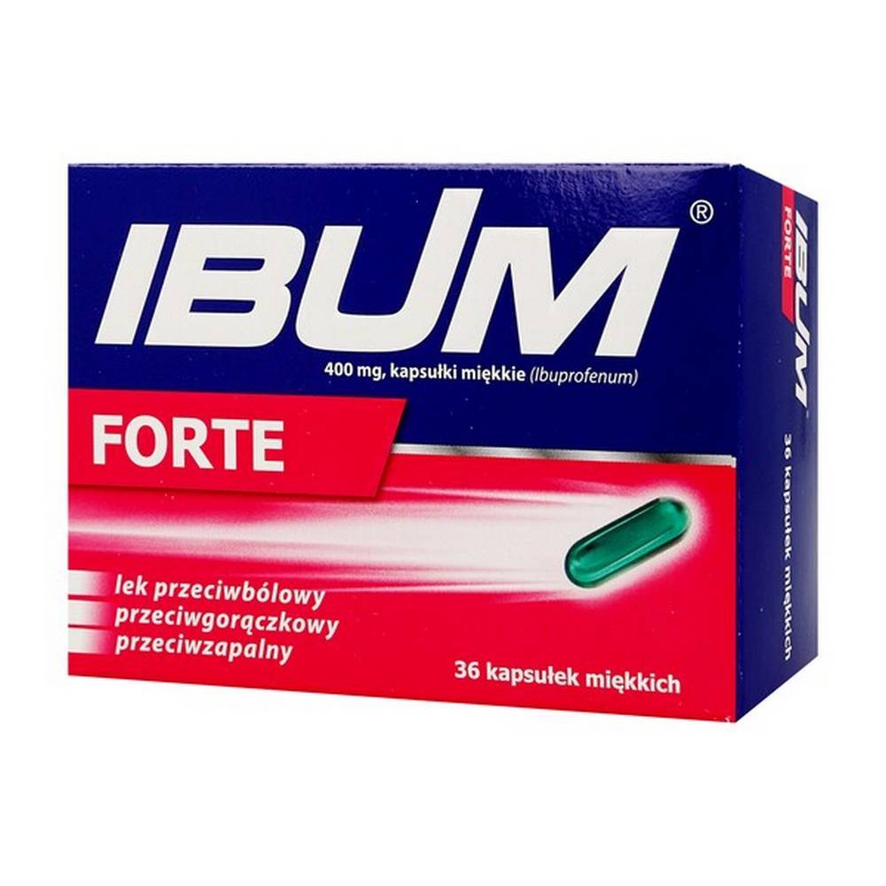 ibum forte 400 mg soft capsules 36 pcs Ibum Supermax contains ibuprofen, a substance from the group of non-steroidal anti-inflammatory drugs (NSAIDs) that has analgesic, anti-inflammatory and antipyretic properties.