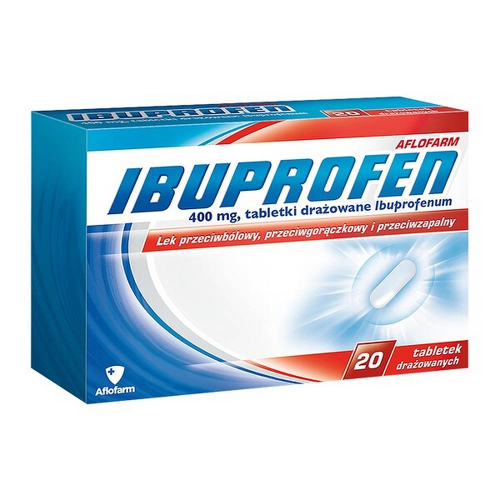 ibuprofen aflofarm 400 mg coated tablets 20 pcs Ibuprofen Aflofarm is a painkiller, antipyretic and anti-inflammatory drug. It belongs to a group of medicines called non-steroidal anti-inflammatory drugs (NSAIDs).
