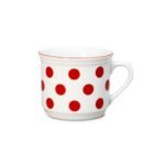 Large mug decorated with red polka dots with a volume of 630 ml made of quality Czech porcelain.