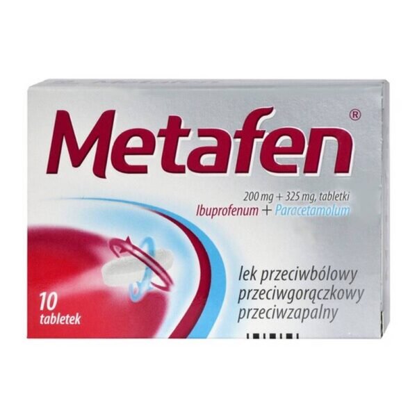Metafen - a medicinal product containing ibuprofen and paracetamol.