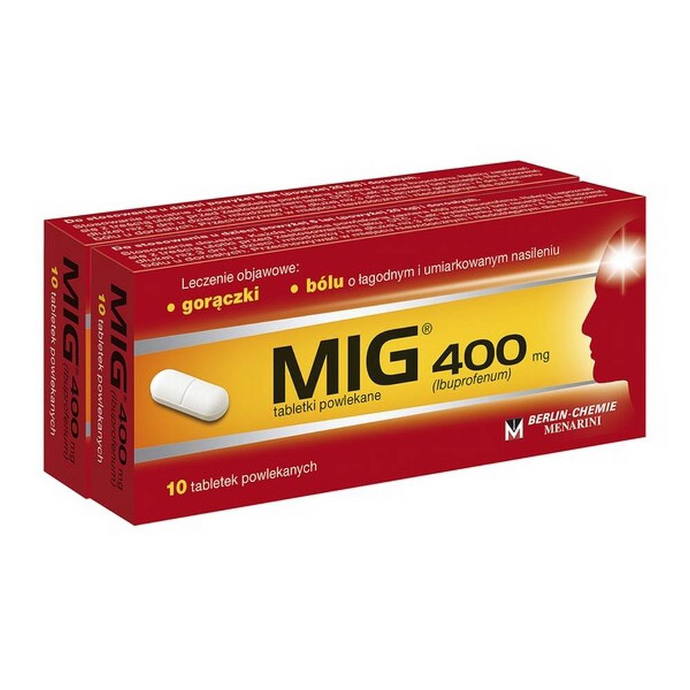 mig 400 mg film coated tablets 2x10 pcs MIG is a medicinal product for use in the treatment of fever, mild to moderate pain.