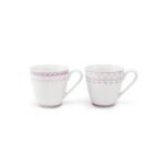 Porcelain set of mugs in pink decor with a volume of 0.30 l.