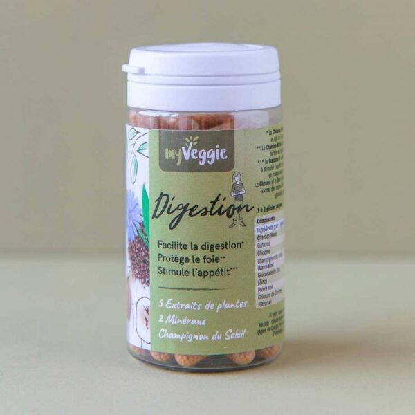 MyVeggie Digestion is a VEGAN food supplement based on plant extracts that aids digestion, protects the liver and stimulates the appetite.