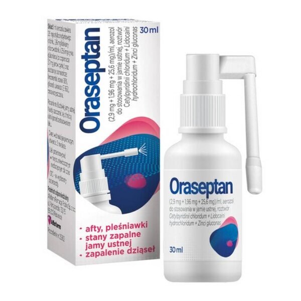 Oraseptan oral spray is a local anesthetic and disinfectant. The drug contains 3 active ingredients with complementary effects. Lidocaine locally anesthetizes pain, while cetylpyridine chloride has an antiseptic effect.