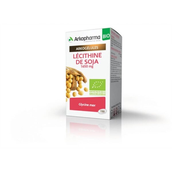 Arkogélules Organic Soy Lecithin 150 Capsules Arkopharma is a food supplement rebalancing the cholesterol level.