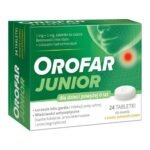 Orofar Junior works in two directions - it contains a disinfecting substance (benzoxonium chloride) and a local anesthetic (lidocaine hydrochloride). Orofar Junior lozenges can be used in adults and children over 6 years of age.