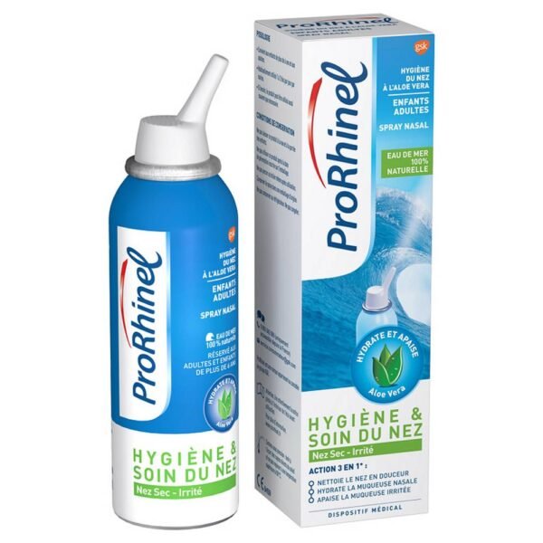 ProRhinel Natural nasal spray with Aloe Vera 100ml on sale in our organic pharmacy, is particularly suitable for very congested nose situations, it soothes and moisturizes the nasal passages very gently in the event of dry or irritated nasal passages.