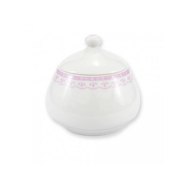 Porcelain sugar bowl with a volume of 300 ml in the contemporary style of the Hyggeline collection in pink.