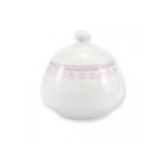 Porcelain sugar bowl with a volume of 300 ml in the contemporary style of the Hyggeline collection in pink.