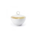 Porcelain sugar bowl with a volume of 400 ml with a gold decor motivated by angel wings.